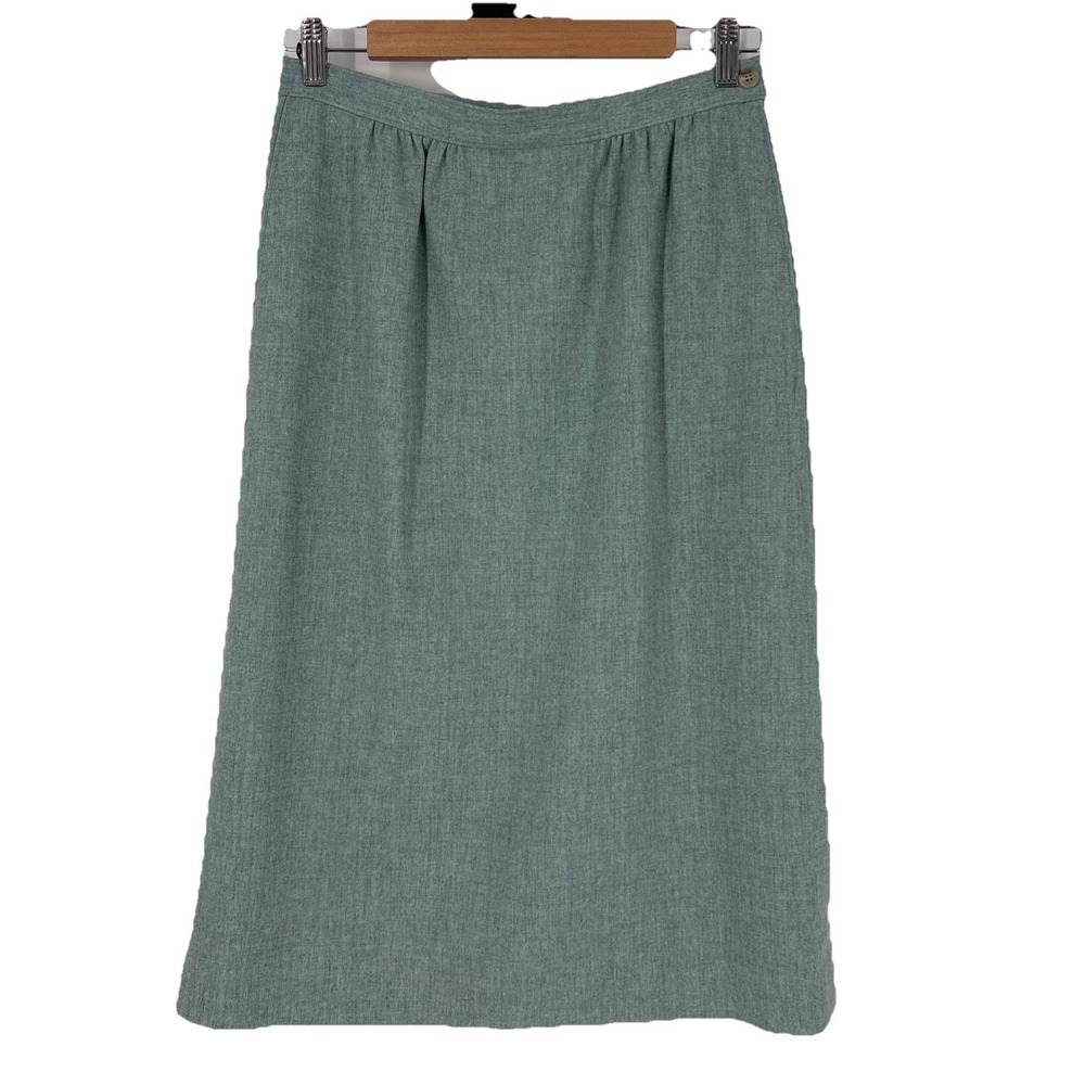 Vintage Pendleton Womens Wool Flannel Midi Skirt‎ Size 10 Mint Green Classic